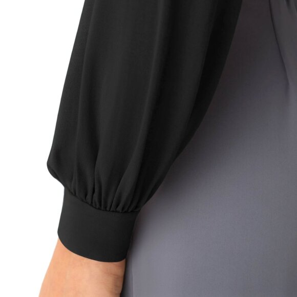 (NWT) Halara Women's V Neck Puff Sleeve Work Bodysuit Long Sleeve Black New - Picture 8 of 13